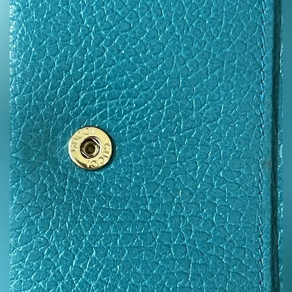 🩵GUCCI Turquoise Blue GG Calfskin Continental Wallet